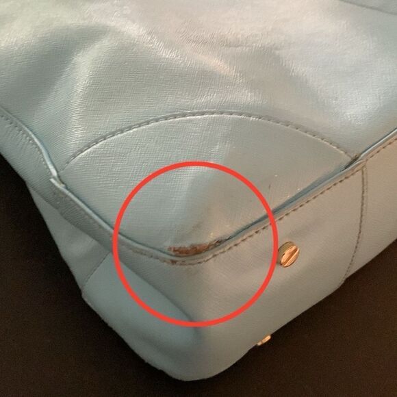 Tory Burch Robinson East West Tote - Morning Sky Blue Saffiano Leather - Large - Picture 8 of 9